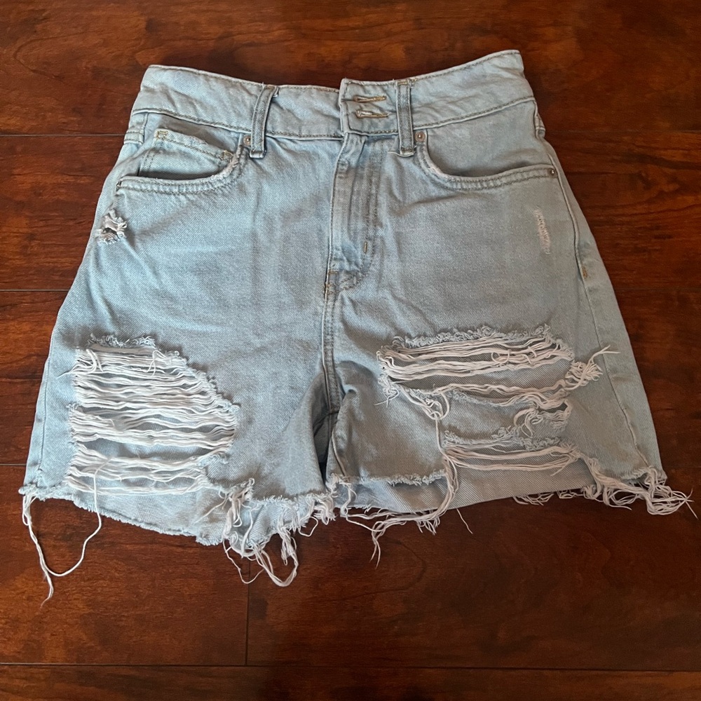 Forever 21 Blue Distressed Jean Shorts